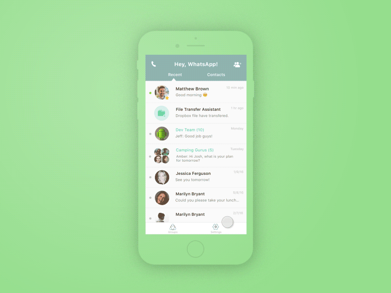 UI Skin Change Motion green micro motion motion design redesign ui skin whatsapp