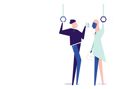 Subway Hangs angles character flat illustrator modern phone subway vector
