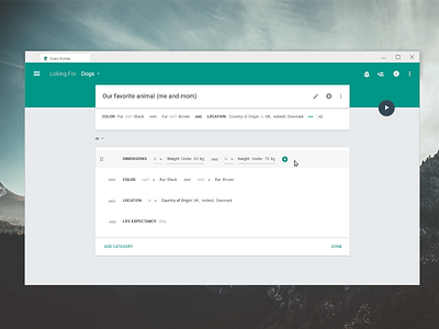 Query builder sample app ui ux web