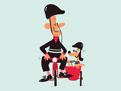 Sidecar art character dog illustration sidecar vector vintage