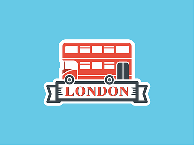 London Double Decker badge bus double decker illustration location london office sticker