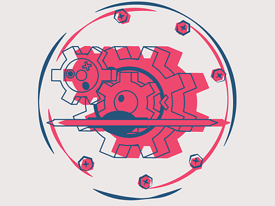 Klinklang black gear illustrator klingklang metal pokemon radial robot screw simple white