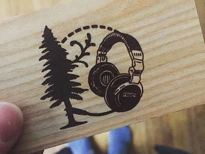 Cedar Tone Sound business cards illustration logo minneapolis minnesota mn mpls recording studio rustic twin cities wood