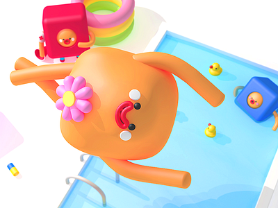 Crazy Ass 2 3d ass c4d crazy flat gradient graphic illustration pool sexy sswimming ui