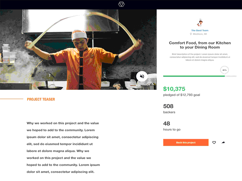 Crowdfunding Campaign crowdfunding daily ui food restaurant site