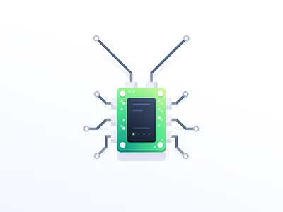 A bug in the microchip bug card chip cockroach electronic green insect microchip spider