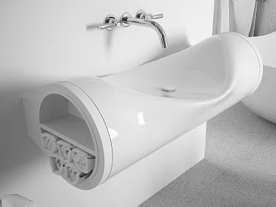 Hollow sink - Laufen bathroom design elegant faucet hunap hunapstudio interior product sink white