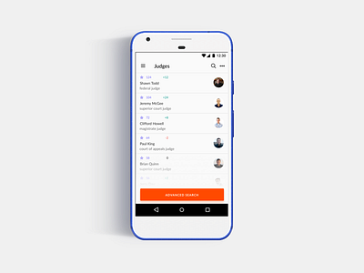 Rate My Judge (Rating List) court interface justice list material minimalism pixel rating simple ui ux