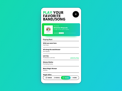 Jukebox Playlist android app gradient green ios jukebox minimal player playlist typography ui ux