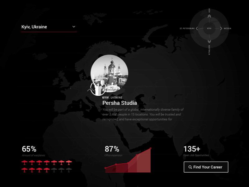 Wargaming.com Interactive Map animation infographics interface locations map offices ui wargaming