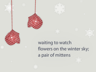 New Year mittens card haiku mittens new year poetry postcard