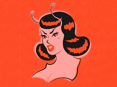 Martian Lady 50s alien illustration martian pinup retro scifi vintage