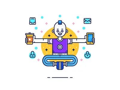 Morning Ninja blog editoral guru human icon illustration line morning ninja onboarding