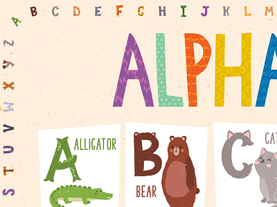 Classroom Poster Alphabet alphabet education illustration learning letters patterns textures