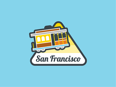 San Francisco Tram badge illustration location san francisco sf sfo sticker tram triangle yellow