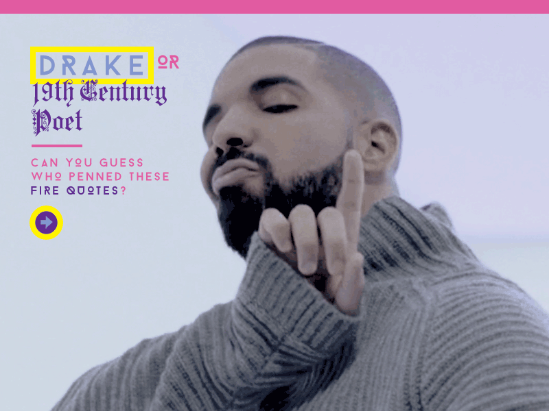 Drake or 19th Century Poet app fun game landing page music rap ux web web design