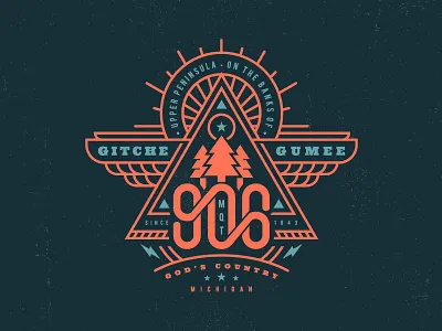 Yooper Day Illustration badge illustration logo michigan patch tree typography wings