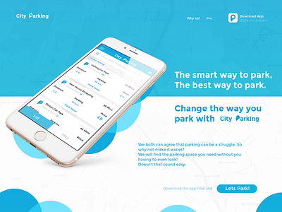 City Parking - Hero (2) app blue bubbles clean design gradient hero student ui web webdesign