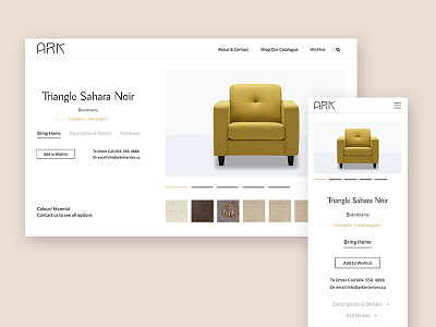Ark Interiors Website e commerce navigation responsive shop store typography ui ux web woocommerce