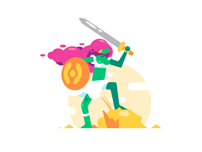 Green Amazon amazon green pink sword