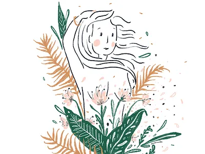 Mujeres Al Natural black and white floral girl girlpower illustration lines natural nature woman