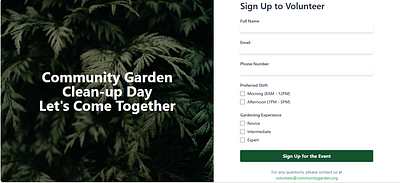 Volunteer Sign up page ui ux