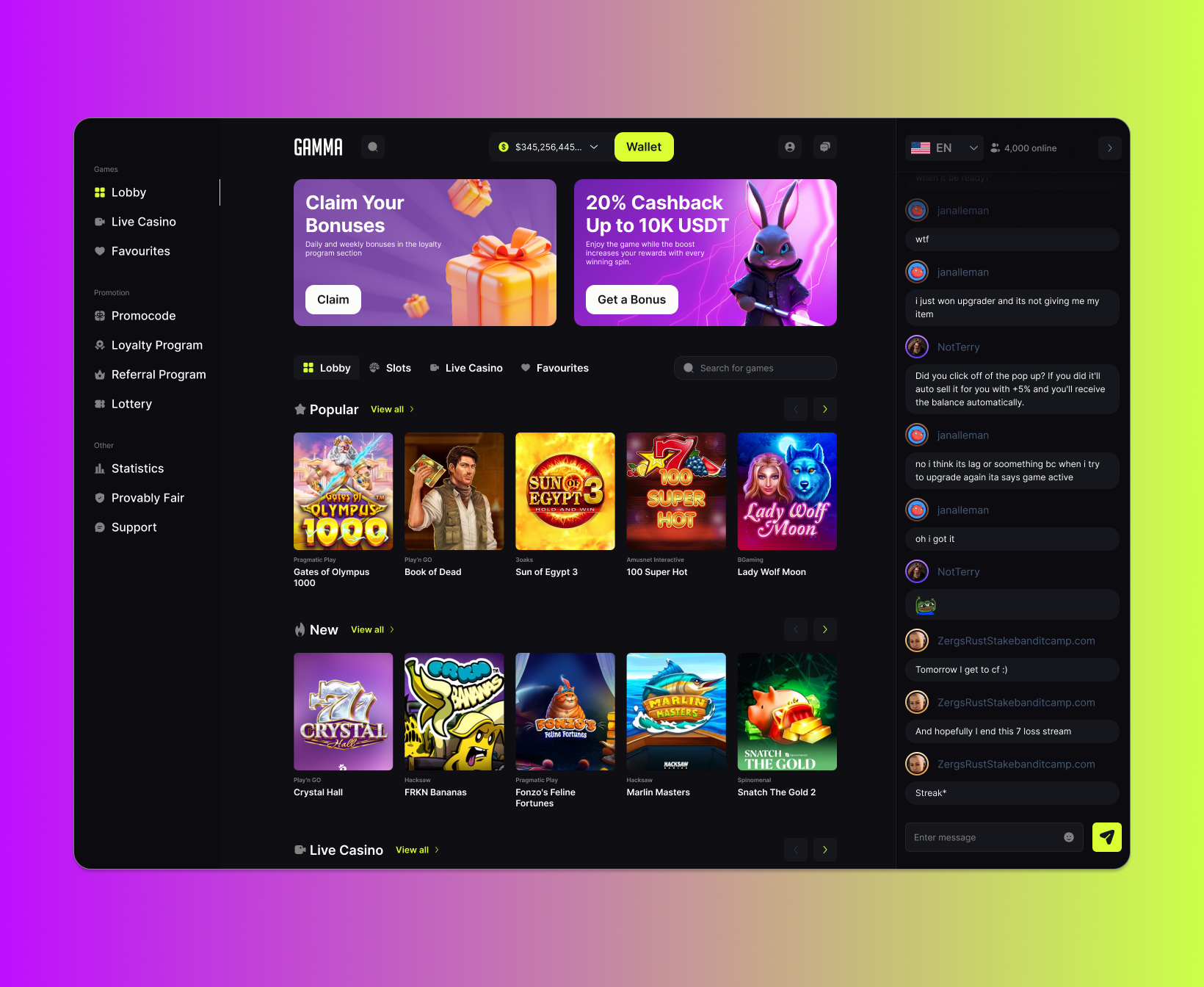 Example of Online Casino UI/UX Design