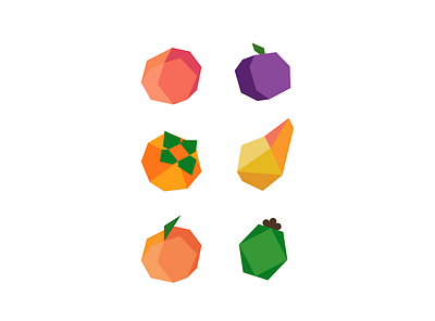 Low poly Fruits digital 2d fruits geometry graphicdesign icon illustration