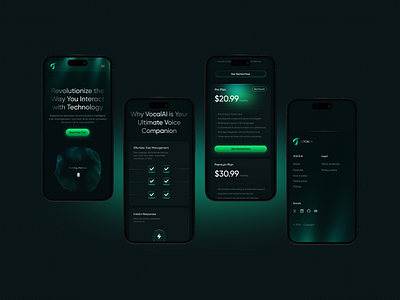 Vocal AI — Mobile Responsive ai ai app ai design ai mobile ai voice artificial artificial intelligence clean design futuristic minimal mobile app mobile design mobile responsive tech ui ui design uiux vocal ai voice ai