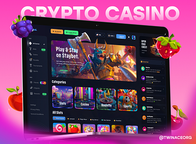 Staybet - Online Casino Interface casino crypto gaming dark theme dashboard design concept figma game design gaming inspiration online casino ui uiux user interface ux