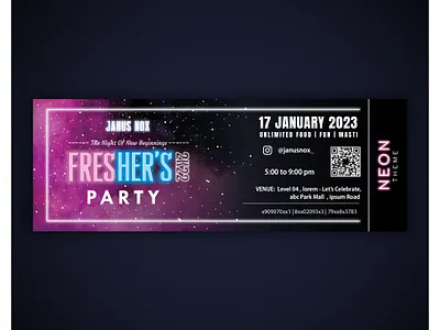 Freshers Party Pass adobe black branding dark design dotted graphic design ilustration neon party pass design theme vector