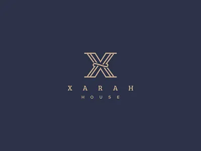 Xarah house logo gold house hunap hunapstudio letter lines logo logos minimal x xarah