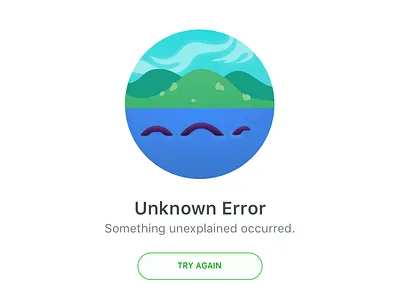 Unknown Error Message email empty states error message hills illustration lake loch ness monster micro copy mystery vector art