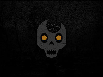 Skull Brain brain fang gold gray skull