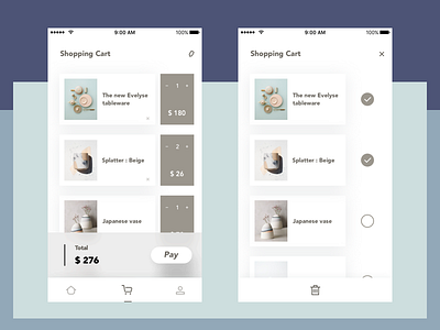 UI / Shopping Cart app card clean colorful shopping ui