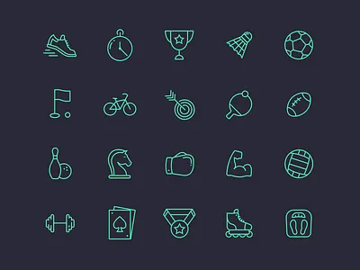 Sport Icons bike boxing cards chess competitions golf green icon icons rollers sport tennis