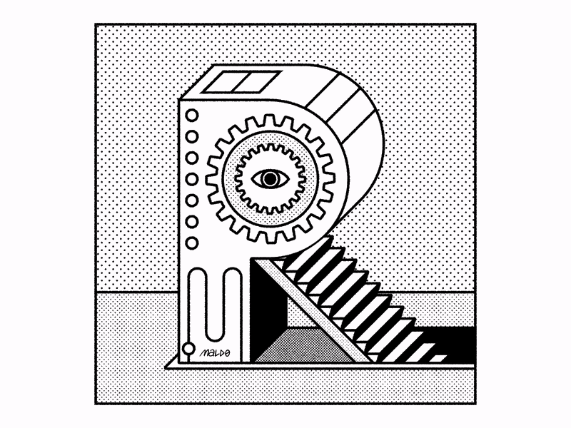 Letter R — @36daysoftype / #36daysoftype 36daysoftype animation antena eye gif halftone letter lettering motion r steampunk type