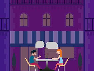 Couple dinner dinner firstdribbble illustration vector art