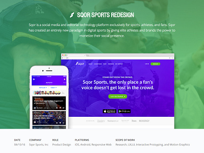 Sqor Sports - Portfolio Case Study case study portfolio sports
