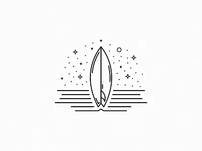 Surf escape illustration logo ride stars surf wave