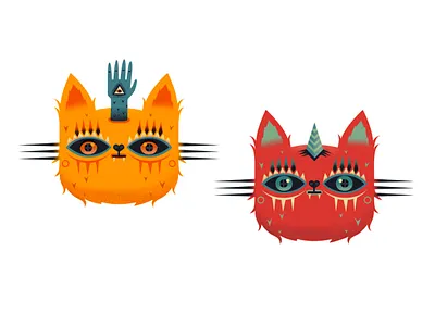 Kittens stickers cat character flat gradient graphic illustration monster simple stickers vector