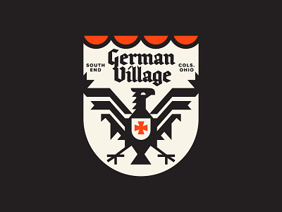 The Village blackletter design eagle flat geometric german grid heraldry history logo modern ohio