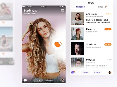 Dating App. 2d chat clean content dating app fade ios like profile