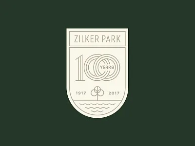 Zilker Park 100 years anniversary austin badge crest lockup logo nature park texas tree typography