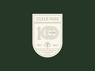 Zilker Park 100 years anniversary austin badge crest lockup logo nature park texas tree typography