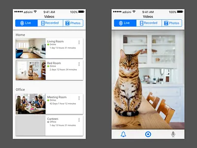 UI for Smart Security Camera android app camera cctv ios iphone security smart camera ui ux