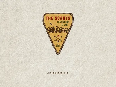 The Scouts - Adventure Camp Badge Design adventure badge boyscout camping emblem forest insignia logo pine retro label sticker typography