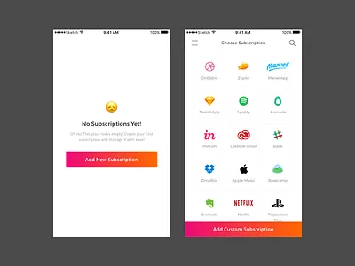 Subscription Management App empty state freebie interactive interface list management mobileapp subscription ui userexperience userinterface ux