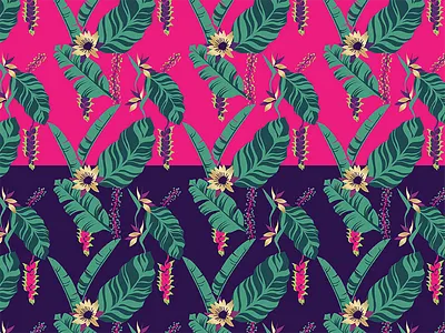 Tropical Pattern botanical bright floral green illustration leaves palm pattern pink tropical vector