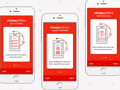 Change Politics welcome screens app civic political politics web